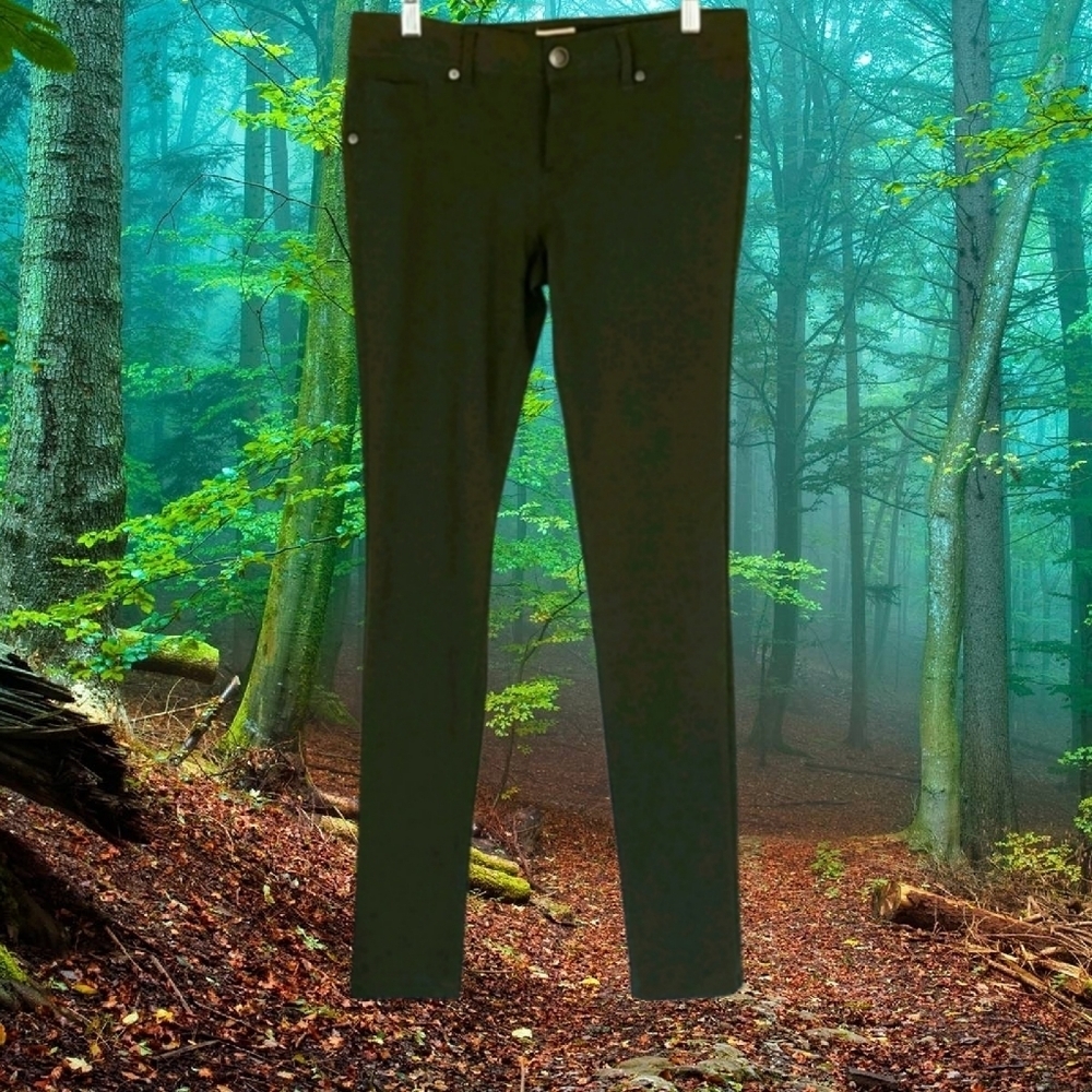 Forest Olive Green Stretch Pants Leggings, 5